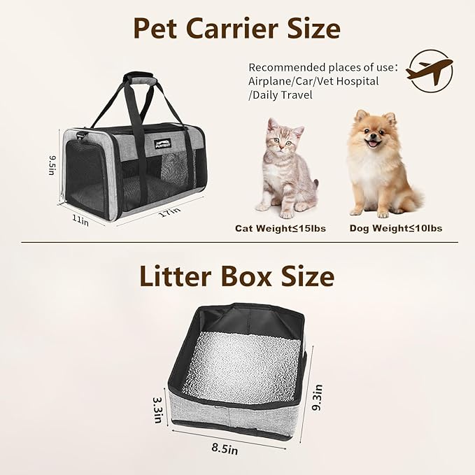 TSA Approved Pet Carrier for Small Cats and Puppies, Soft-Sided and Foldable - Image 6
