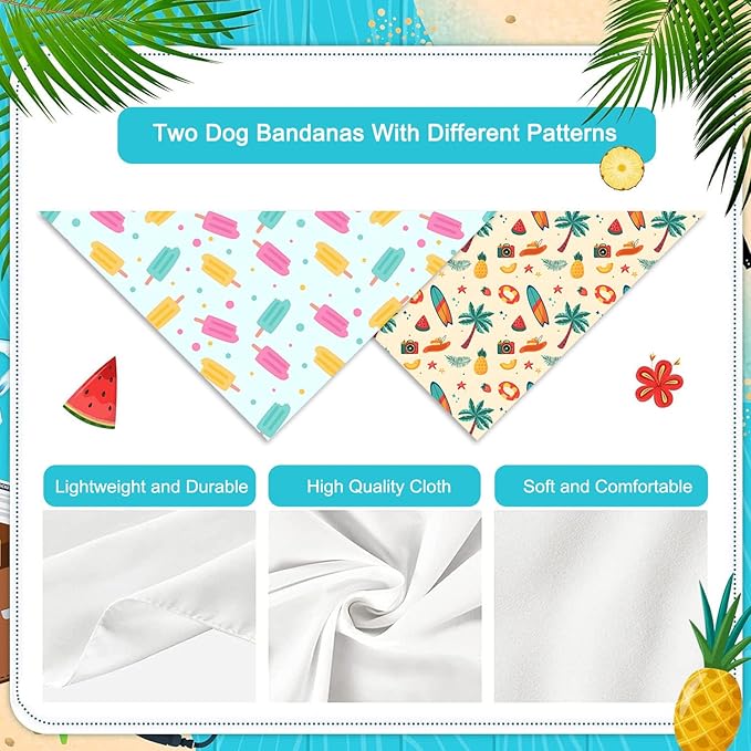 Summer Dog Bandanas Hawaiian Triangle Scarf Kerchief Set - Image 3