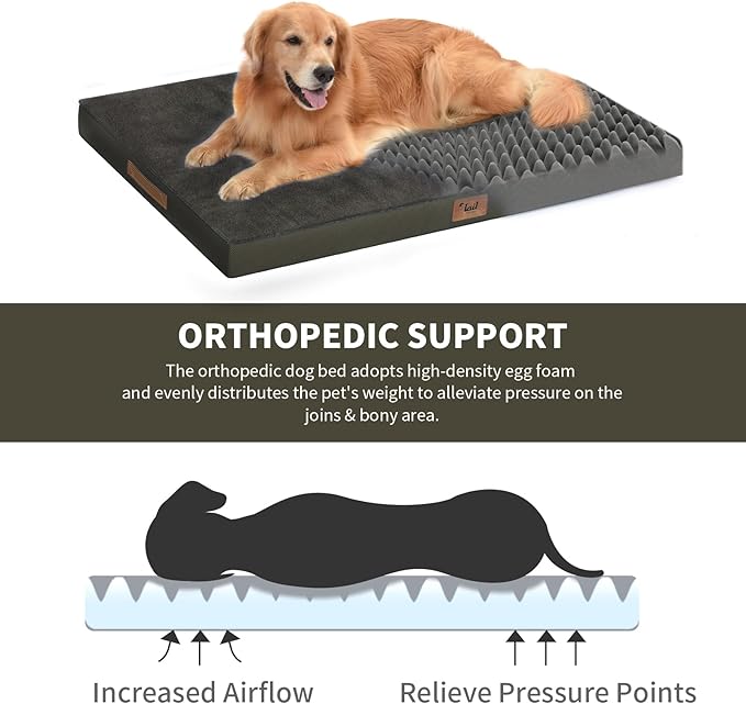 Plush Orthopedic Dog Bed for Medium Dogs & Puppies, Waterproof Dog Beds 29x18 - Image 3
