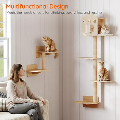 HOOBRO Cat Wall Shelves, Wood Wall Mounted Cat Shelves - Image 6