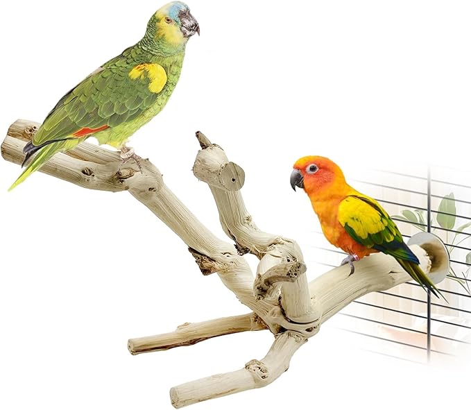kathson Bird Perch Stand 10"-12" Nature Wood Stand Toy Parrot Cage Branch Paw by kathson