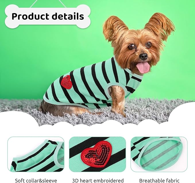 Dog Shirts for Small Dogs, Striped T-Shirts Pets Vest Pet Apparel Tee Shirts - Image 2