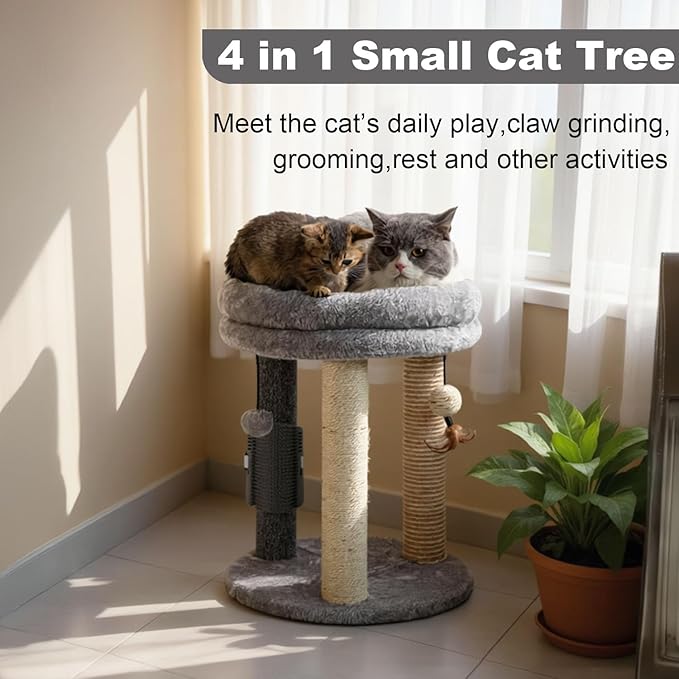 MECOOL 4in1 Small Cat Tree, Scratching Post - Image 2
