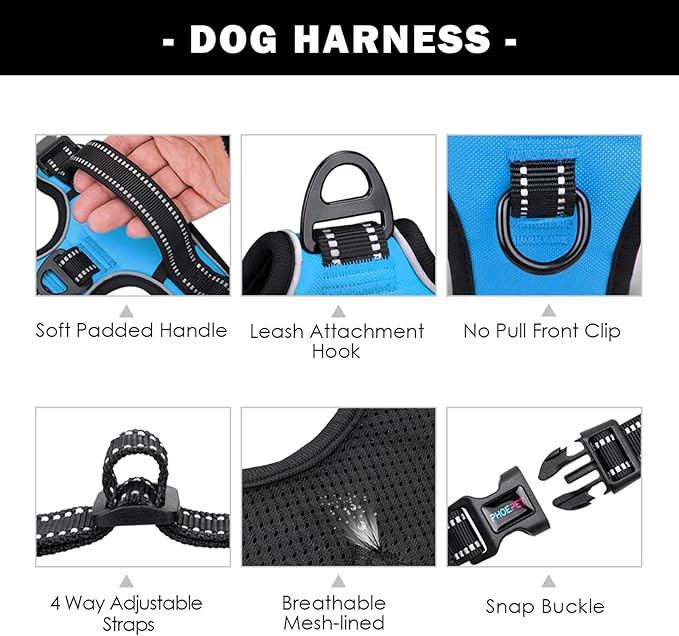PHOEPET Reflective Dog Harness Large Breed Adjustable No Pull Vest - Image 4