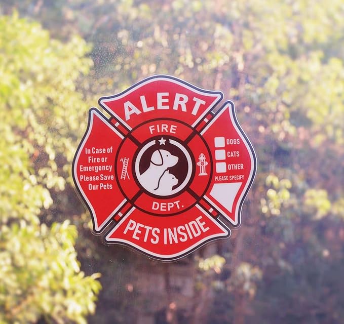 Pet Alert Stickers Static Cling Window Decals Emergency Pets Rescue Sign - Image 3