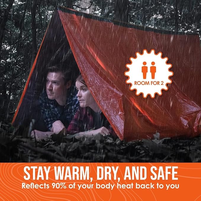 Go Time Gear Survival Life Tent • 2 Person Mylar Emergency Shelter Tube Tent + - Image 3