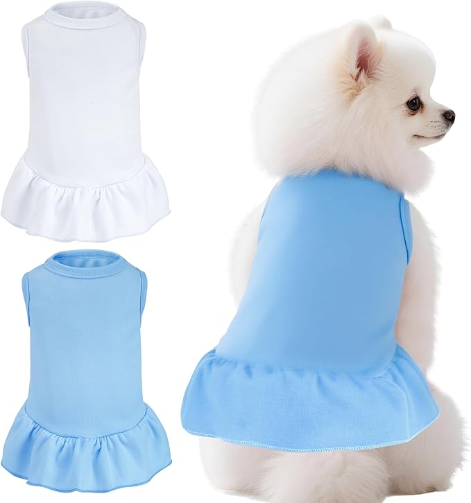 2 Pcs Dog Dresses Cat Skirt Solid Color Dog Clothes Summer Sleeveless Puppy - Image 6