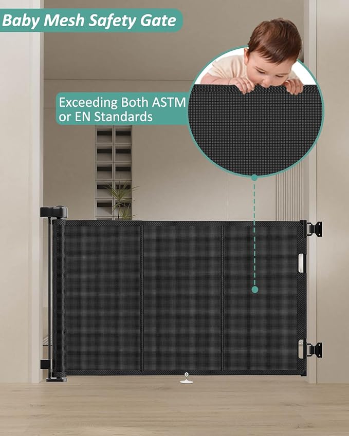 Miumoon 71 inch Retractable Baby Gates 34 inch Tall, Retractable Gate - Image 6