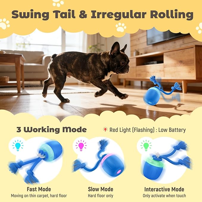 Interactive Dog Toys, Automatic Moving and Rolling Dogs Toy - Image 3