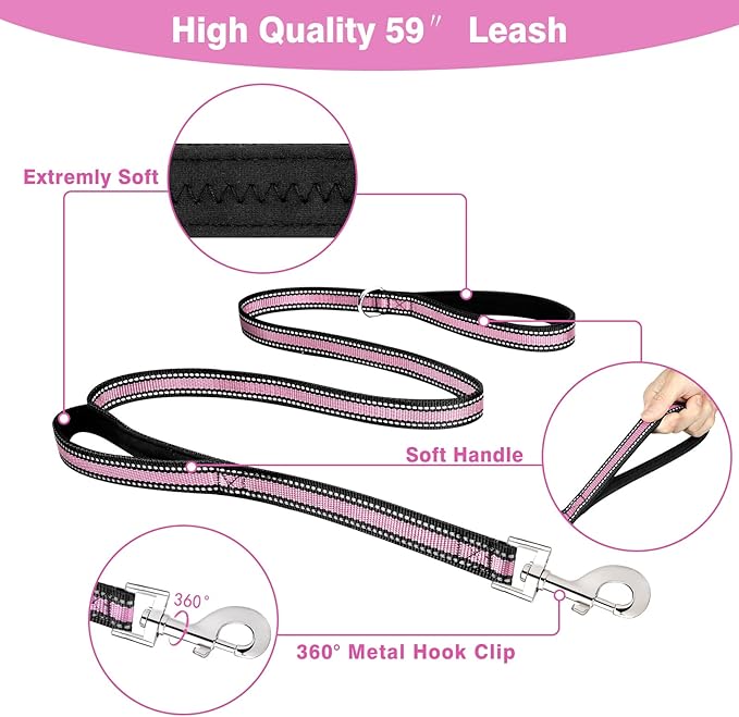 WINSEE Pet Harness Collar and Leash Set, All-in-one Reflective Dog Harness No - Image 4