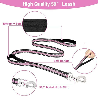 WINSEE Pet Harness Collar and Leash Set, All-in-one Reflective Dog Harness No - Image 4