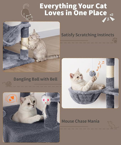AMHANCIBLE 70 Inch Cat Tree for Large Cats, Tall Heavy Duty Kitty Playhouse - Image 7