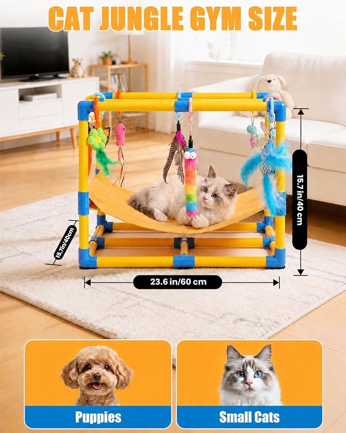 Cat Jungle Gym with Hanging Interactive Toys, Indoor Cat Activity Center with - Image 2