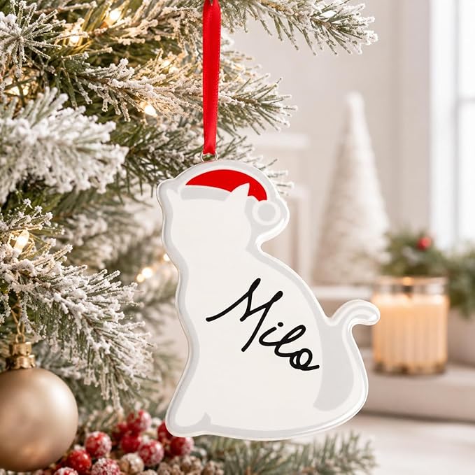Kate & Milo Ceramic Cat Christmas Ornament – Personalized Pet Holiday Tree - Image 7