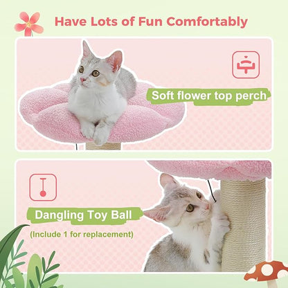 PETEPELA Cat Scratching Post, Mushroom Cat Scratcher Cute Cat Tree Tower - Image 3