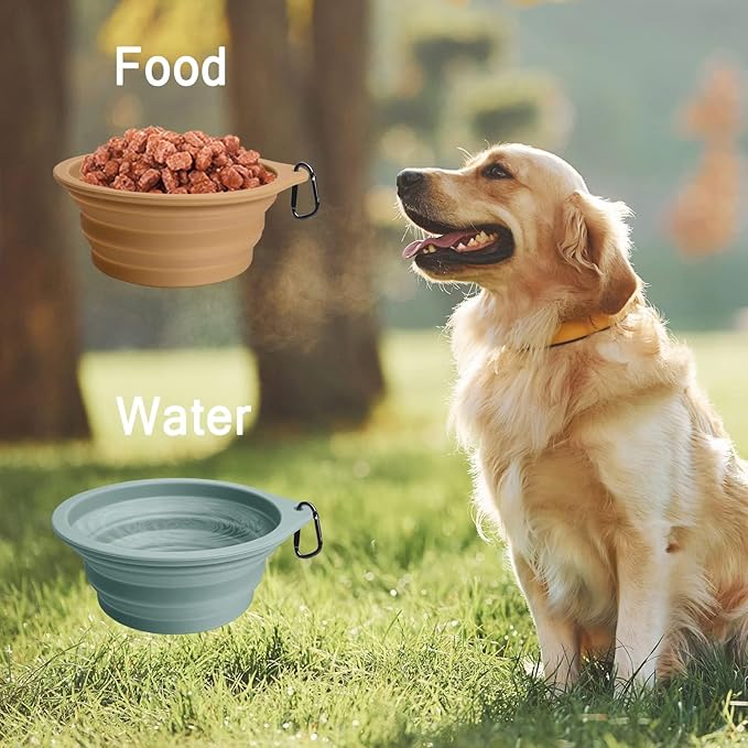 PetBonus 2-Pack Large Silicone Collapsible Dog Bowls, 34oz/1000ml BPA Free - Image 4