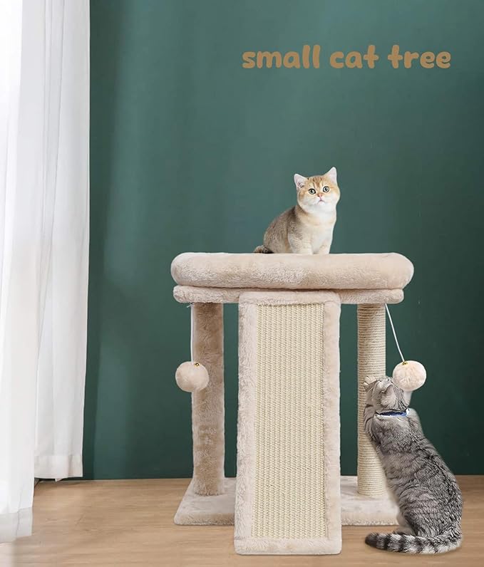 SYANDLVY Small Cat Tree with Scratching Post, Cat Scratching Board with Perch - Image 5
