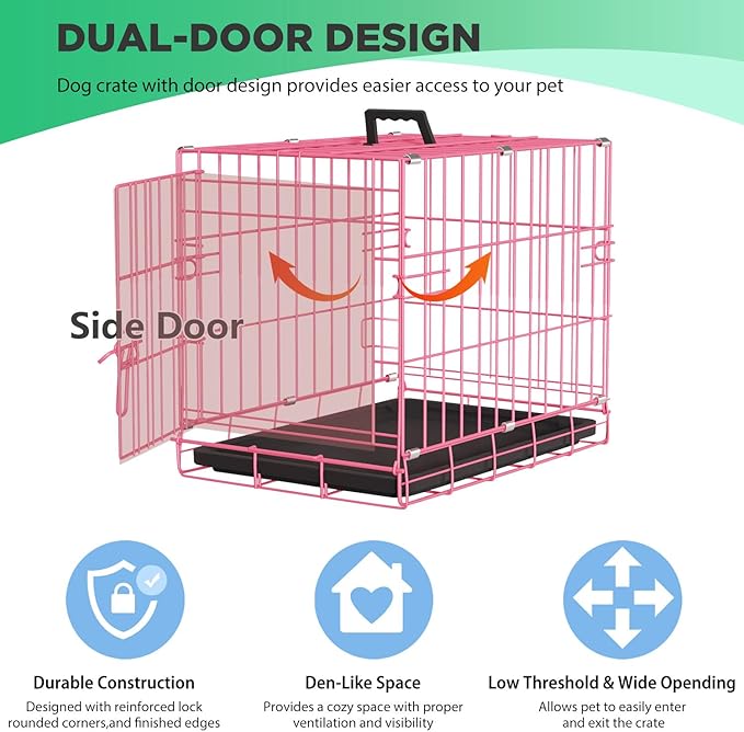 BestPet | Dog Crate | 18" | Pink | Foldable Metal Kennel - Image 3