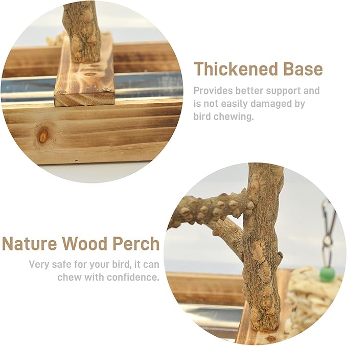 LIMIO Natural Wood Bird Toys Playground, Bird Cage Accessories, Bird Perches - Image 5