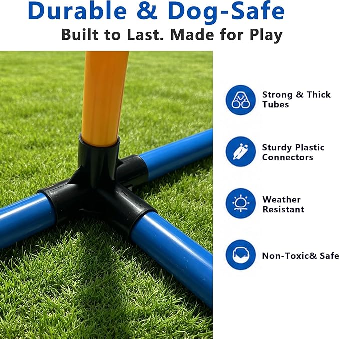 Dog Agility Training Hurdle Set, Adjustable PVC Jump Bars - Image 4