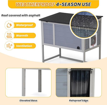 Insulated Outdoor Cat House Weatherproof Elevated Feral Cat Shelter Summer Cool - Image 4