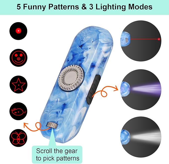 TBTeek Cat Toy, Finger Rotatable, 3 Modes, 5 Fun Patterns, Rechargeable - Image 2