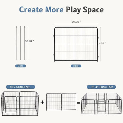 DUMOS Dog Playpen Indoor, Metal 32 Inch 2 Panels Foldable Pet Fence - Image 5
