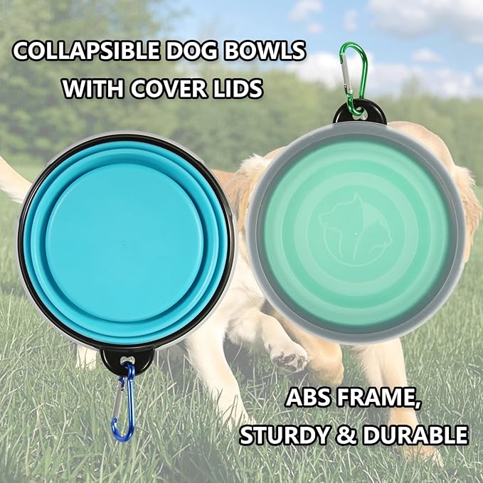 SLSON Collapsible Bowl with Cover Lids, 2 Pack Dog Travel Bowls Portable - Image 5