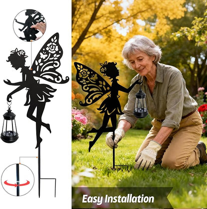 Solar Fairy Garden Lights Outdoor, 2 Pack Hanging Lantern Fairy Stakes - Image 5