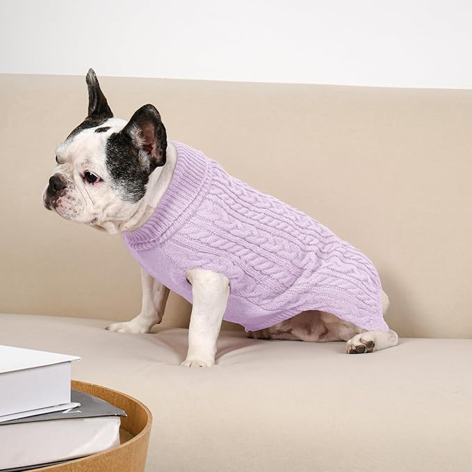 2 Pack Dog Sweaters for Medium Dogs Winter Turtleneck Pullover Cable Knit - Image 5