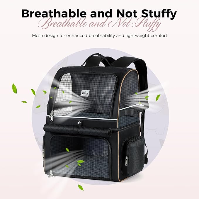 Double Cat Backpack Carrier for 2 Cats, Double-Compartment Pet Carrier Backpack - Image 4