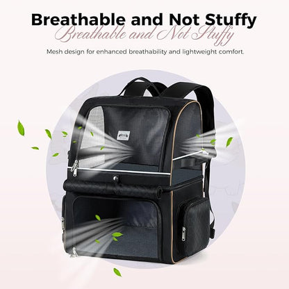 Double Cat Backpack Carrier for 2 Cats, Double-Compartment Pet Carrier Backpack - Image 4