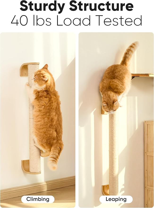 FUKUMARU Cat Wall Scratcher, Sturdy Sisal Climbing Tree - Image 3