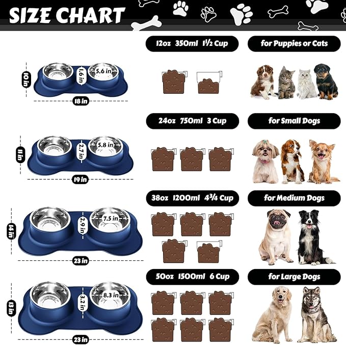 AsFrost Dog Food Bowls Stainless Steel Dog Bowls, Food Water Bowl Set - Image 3