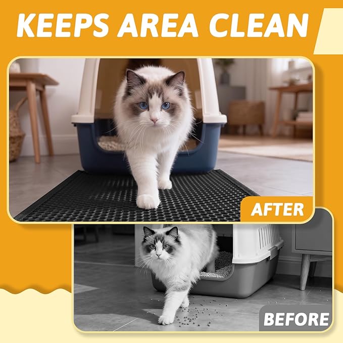 Pieviev Cat Litter Mat Double Layer Waterproof Urine Proof Trapping Mat 1 Pack) - Image 5