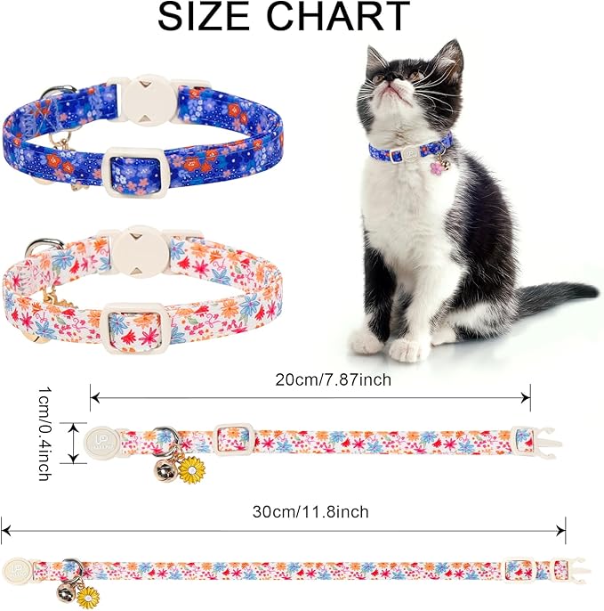 Cat Collar, Pretty Flower Kitten Collars - Image 4