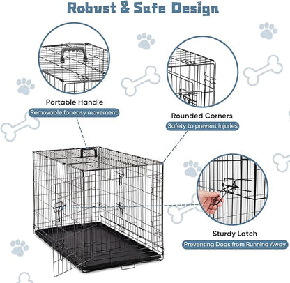 DUMOS Dog Crate, 36 Inch Medium Double Door Dog Cage - Image 2