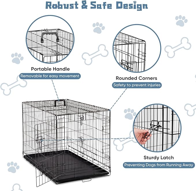 DUMOS Dog Crate, 36 Inch Medium Double Door Dog Cage - Image 2