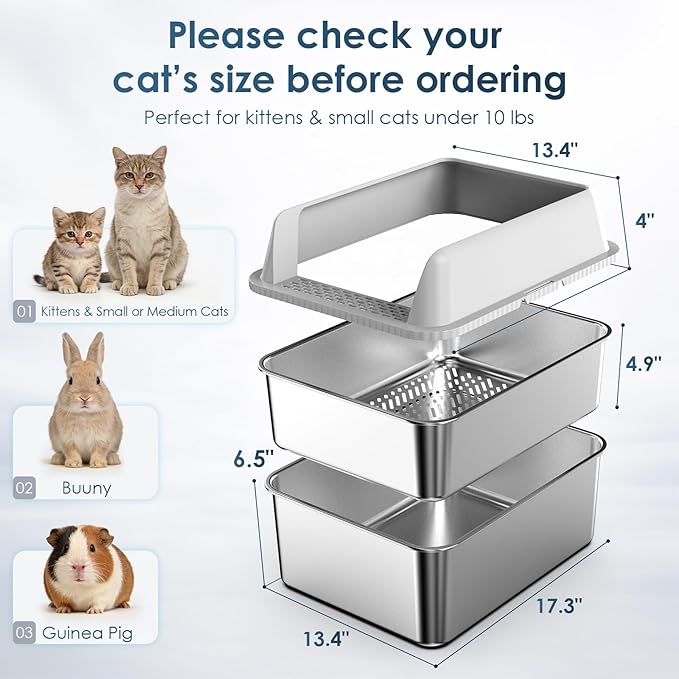 2PK Stainless Steel Litter Box - Image 7