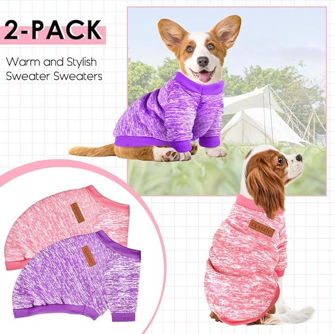 2 Pack Dog Sweaters for Small Dogs Girl Boy Winter Fleece Clothes Warm Soft Dog - Image 6