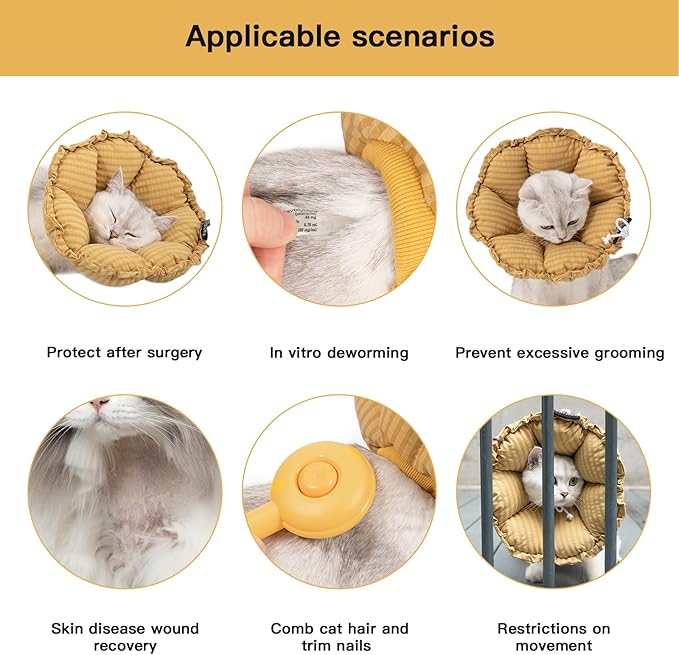 H HIDREAM Soft Cat Cone Collar， Cute Adjustable Cat Recovery Collar，Elizabethan - Image 5