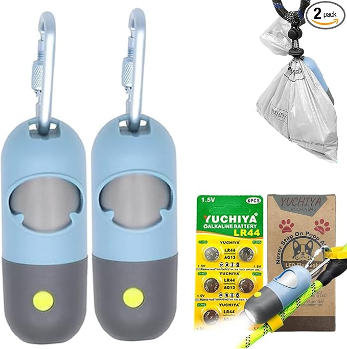 Dog Poop Bags Holder with LED Flashlight|Pet Waste Bags Dispenser by YUCHIYA