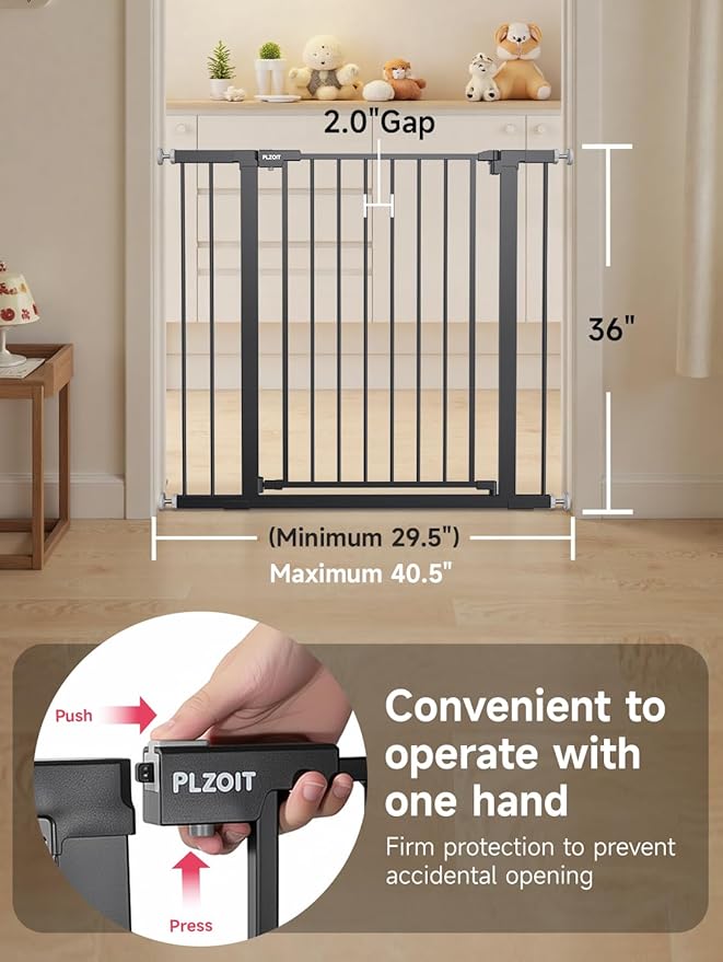 36" Extra Tall Baby Gate for Stairs, 29.5-40.5" Wide Dog Gate for Doorways - Image 5