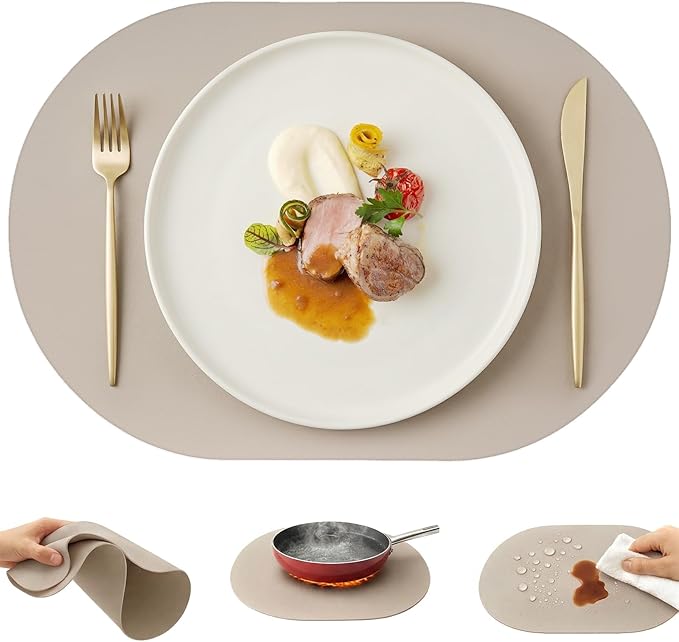 Premium Thick Silicone Placemat，Heat & Oil Resistant, Non-Slip Table Mat by Promattoo