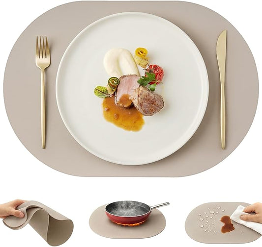 Premium Thick Silicone Placemat，Heat & Oil Resistant, Non-Slip Table Mat by Promattoo