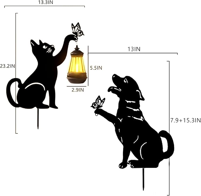 Cat and Dog Metal Decorative Garden Stakes, Silhouette Stakes Animal, Yard Art - Image 6