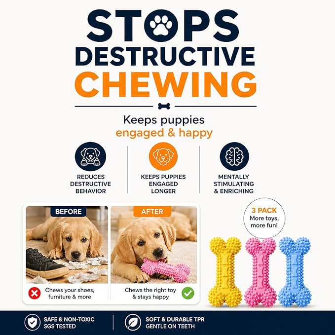 Chewzzle™ 3 Pack Chew Toys for Small Dogs & Puppy Teething Toys | Safe TPR - Image 4