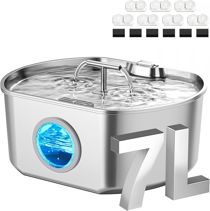 Cat Water Fountain Stainless Steel by Neareal