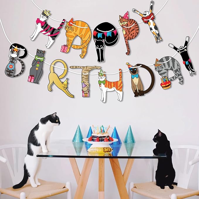 Happy Birthday Cat Banner Garland – Cute Kitten Birthday Party Decorations - Image 5