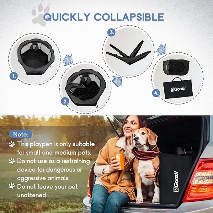 Goozii Portable Dog Playpen for Large Dogs, Collapsible Puppy Pet Cat Playpen - Image 6